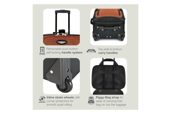 25 Inch Expandable Upright Suitcase Orange Medium Travel Luggage