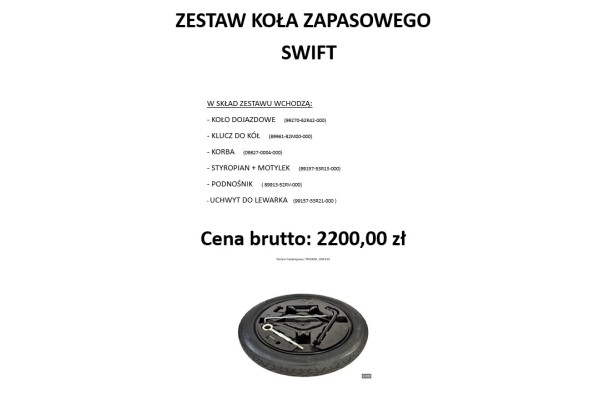Swift Spare Wheel Kit