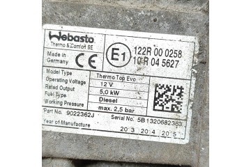 WEBASTO MERCEDES BENZ GLA X156 A2465060298 25986962 2 1L 120kw 2014 Catalog number of the original A2465060298