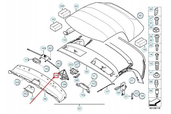 Folding roof lock left BMW Z4 E85 Roadster 54317043883 Catalog number of the part 54317043883