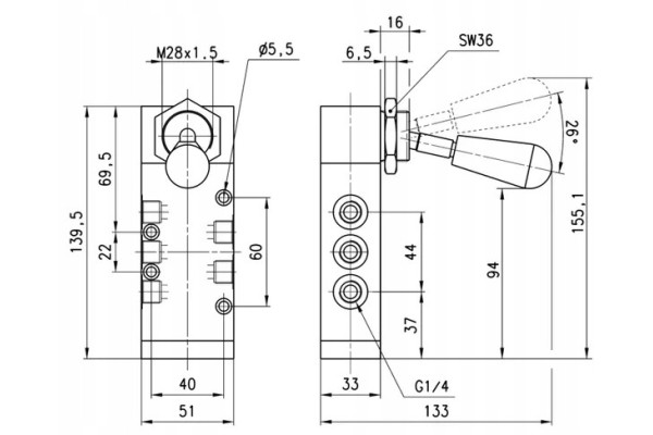 5 2 Way Camozzi Manual Lever Valve Catalog number of the part 454900