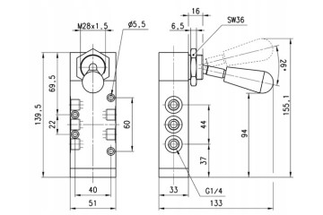 5 2 Way Camozzi Manual Lever Valve Catalog number of the part 454900