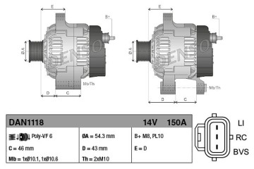 Alternator for FORD C MAX FIESTA V FIESTA V Van FOCUS C MAX FOCUS II Catalog number of substitutes 8M5T10300YA 8M5T10300YB 17040