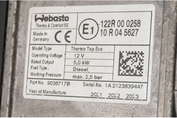 PARKING HEATER WEBASTO CITROEN PEUGEOT 9036717B Version European