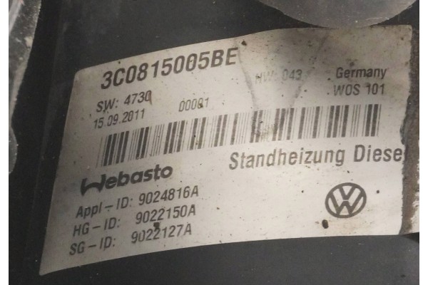 PARKING HEATER WEBASTO VW SHARAN 3C0815005BE 9022150A Catalog number of the original 9022150A