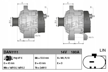 Alternator for JAGUAR XF I XF SPORTBRAKE LAND ROVER RANGE ROVER EVOQUE Catalog number of the original BJ32 10300 AD BJ3210300AC 