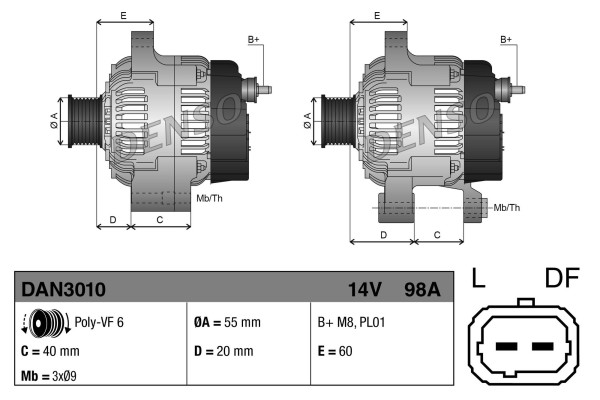 Alternator for DACIA LOGAN LOGAN EXPRESS LOGAN MCV SANDERO NISSAN Catalog number of the part VIC 150052