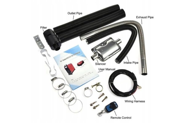 Naftove topeni 5 kW 12 V s LCD displejem a 4 vydechy Product weight with unit packaging 9 kg