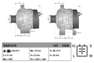 Alternador para TOYOTA AURIS, COROLLA Sedán y YARIS