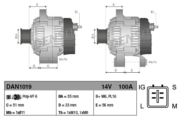 Alternador para TOYOTA AURIS, COROLLA Sedán y YARIS