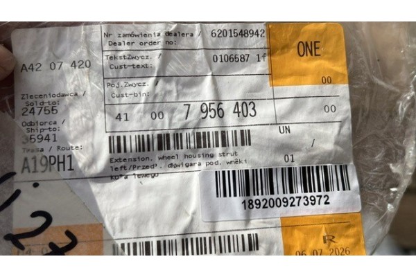 BMW X2 F39 FENDER MOUNT BRACKET LEFT FRONT 41007956403 7956403 NEW Catalog number of the original 41007956403 7956403 7431007