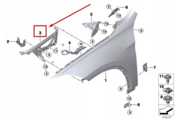 BMW X2 F39 FENDER MOUNT BRACKET LEFT FRONT 41007956403 7956403 NEW Version European