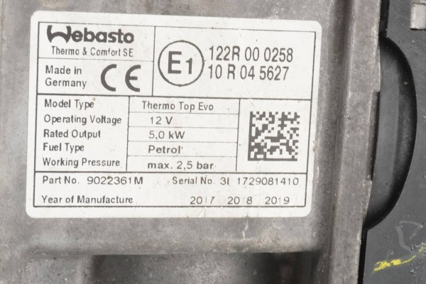 Calefactor estacionario WEBASTO para Mercedes W246 W242 A2465002100 90