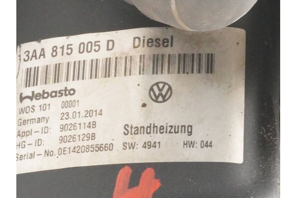 Calefactor estacionario WEBASTO para VW Passat CC 3AA815005D 9026129B