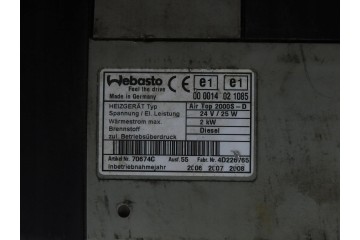WEBASTO PARKING HEATER AIR TOP 2000S D 24V 25W 2kW IVECO EUROCARGO Catalog number of the part WEBASTO OGRZEWANIE POSTOJOWE AIR T