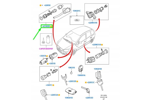 OE FORD ENGINE COVER LOCK REPAIR KIT FORD FOCUS C MAX Car type passenger cars
