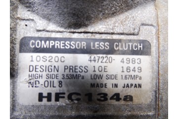 4472204983 COMPRESOR AIRE ACONDICIONADO CHRYSLER VOYAGER (RG) 2.5 CRD Executive 2007 4472204983 211494 CHRYSLER - 4