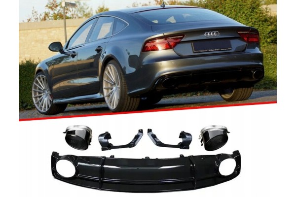 Rear bumper diffuser Audi A7 SLINE 15 18 RS look RS7 full black gloss