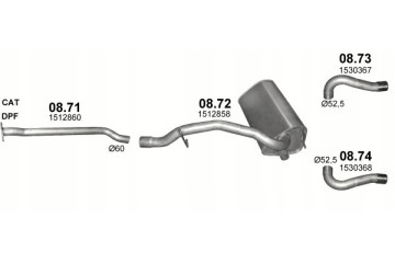 Silencer final tubes cover Ford Kuga I capacity 2 0 TDCi Catalog number of the part 08 72 08 73 08 74