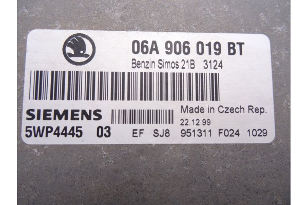 06A906019BT  CENTRALITA MOTOR UCE SKODA OCTAVIA BERLINA (1U2) 1.6 GLX (74kW) 2000 06A906019BT 212500 SKODA - 1
