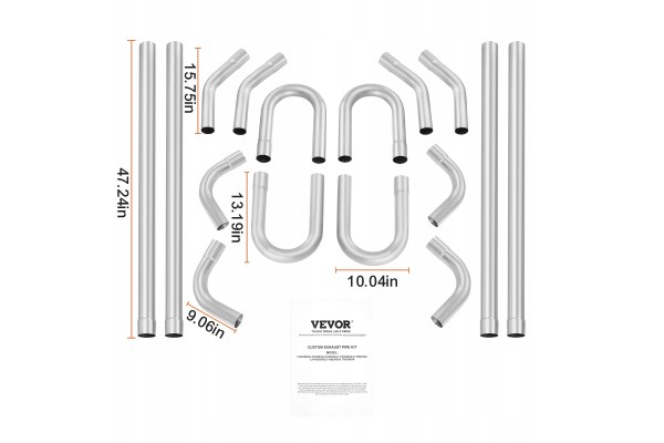 Tubo de Escape Universal Diámetro 5,72 cm Grosor de Pared 0,15 cm Tubo