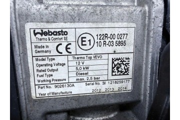 Webasto VW TOURAN 1T3 1K0815065AT 1 6L diesel 77kW 2012 Catalog number of substitutes 9026130A 9026113A