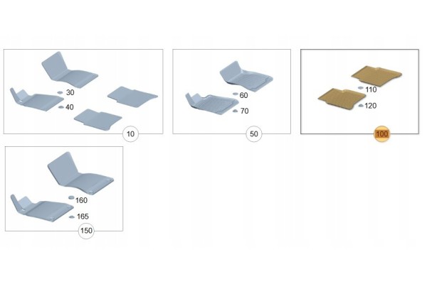 ORIGINAL RUBBER MATS BLACK MERCEDES CLASS S W223 REAR LONG Catalog number of the part A22368015059051