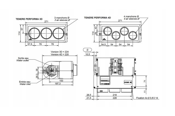 Water heater Tenere Performa 3D 12V 6 65kW Catalog number of the part 01606362