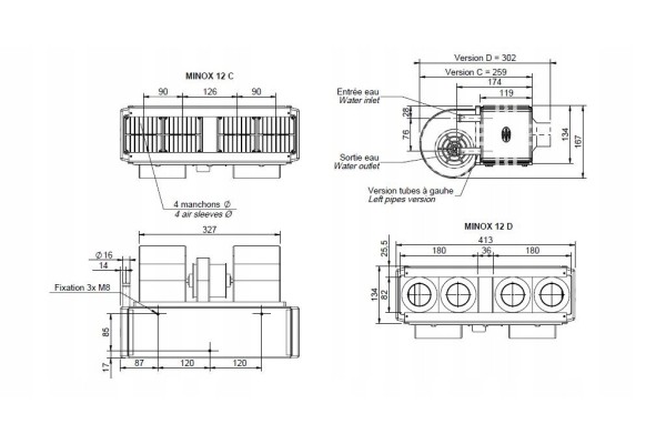 Water heater 12 V 12KW 700mh D45 Part manufacturer Siroco