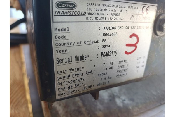 REFRIGERATION UNIT CARRIER XARIOS 350 NO 3 Part manufacturer Carrier