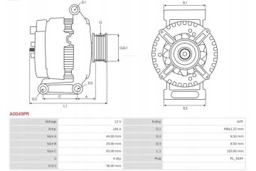 Alternator AS PL A0049PR Customs tariff code 85114000