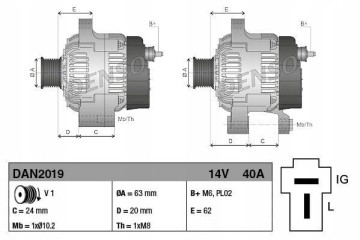 Alternator DENSO DAN2019 Catalog number of the part DAN2019