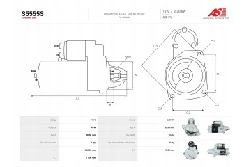 New Starter S5555S Customs tariff code 85114000