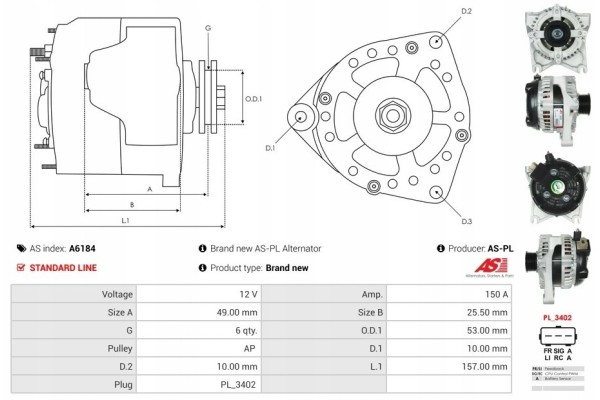 New Alternator FORD Expedition 5 4 LINCOLN Navigator 5 4 LINCOLN MKZ 3 5 Catalog number of substitutes AD KUHNER 554083RI AS PL 