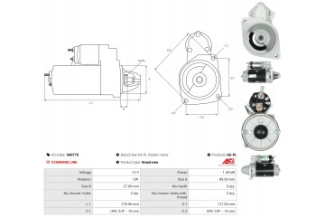 New Starter S4077S Customs tariff code 85114000