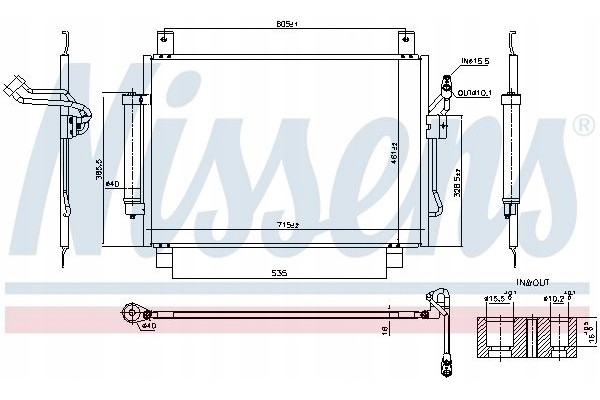 AIR CONDITIONING COOLER NISSENS 940836 Catalog number of the original INFINITI 921003JA0A INFINITI 921003JA0E NISSAN 921003JA0A 