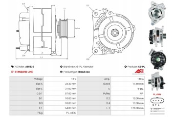 New Alternator CADILLAC DEVILLE 4 6 CADILLAC DEVILLE 4 6 Concours Catalog number of substitutes AD KUHNER 554370RI AS PL ACH9030