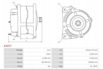 NEW CUMMINS CATEPILLAR VOLVO 130A 12V ALTERNATOR Catalog number of substitutes AS PL A1017 AS PL ABH1011S AS PL ABR1008S AS PL A