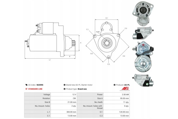 New Starter S6359S Customs tariff code 85114000