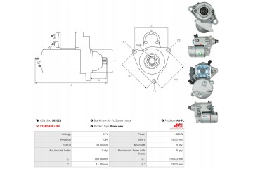 New Starter S6352S Customs tariff code 85114000