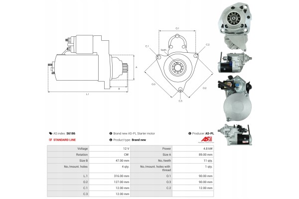 NEW STARTER JOHN DEERE 344J 350D 3520 4930 7180 7250 8130 8230 8330 Customs tariff code 85114000