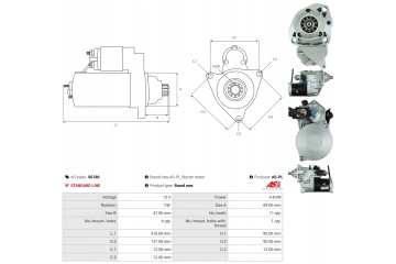 NEW STARTER JOHN DEERE 344J 350D 3520 4930 7180 7250 8130 8230 8330 Customs tariff code 85114000