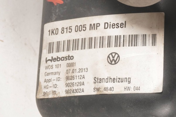 PARKING HEATER WEBASTO VW CADDY TOURAN 1K0815005MP 9026129A Version European
