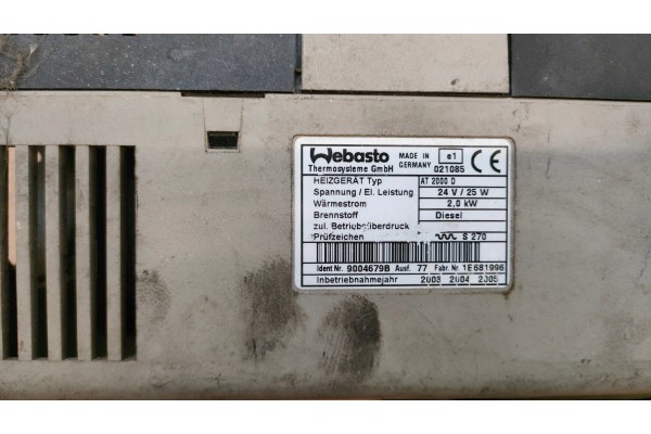 WEBASTO PARKING HEATER DRY MODEL AT 2000D 24V 2000W Part manufacturer Webasto