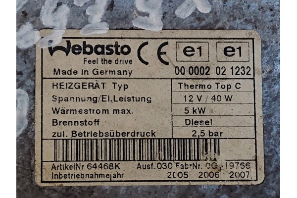 Complete installation BMW X5 E53 64128381207 Webasto diesel Car type passenger cars