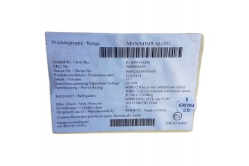 REFRIGERATOR MAN TGX TG3 NEW MODEL 81639106296 Customs tariff code 8418302000