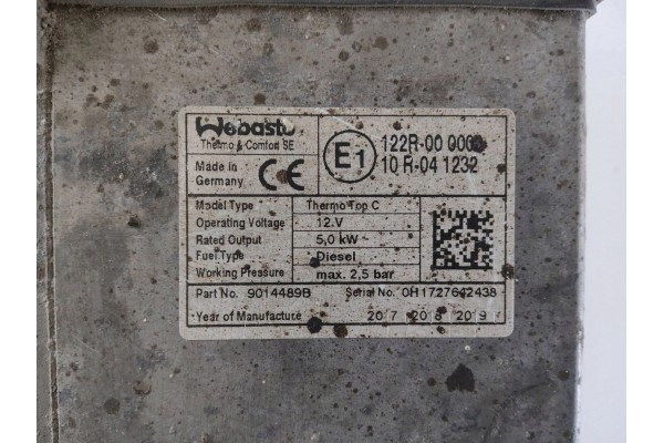 2017 Iveco Daily 6th gene Parking heater Webasto 9014489B Catalog number of the part 9014489B