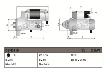 Starter DENSO DSN3119 Part manufacturer Denso
