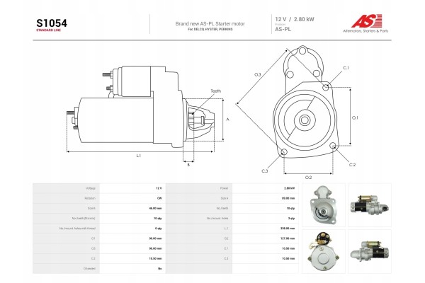 New Starter S1054 Quality of parts according to GVO P replacement with original quality