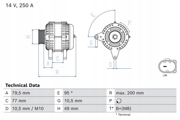 Alternator BOSCH 0 986 086 360 Part manufacturer Bosch